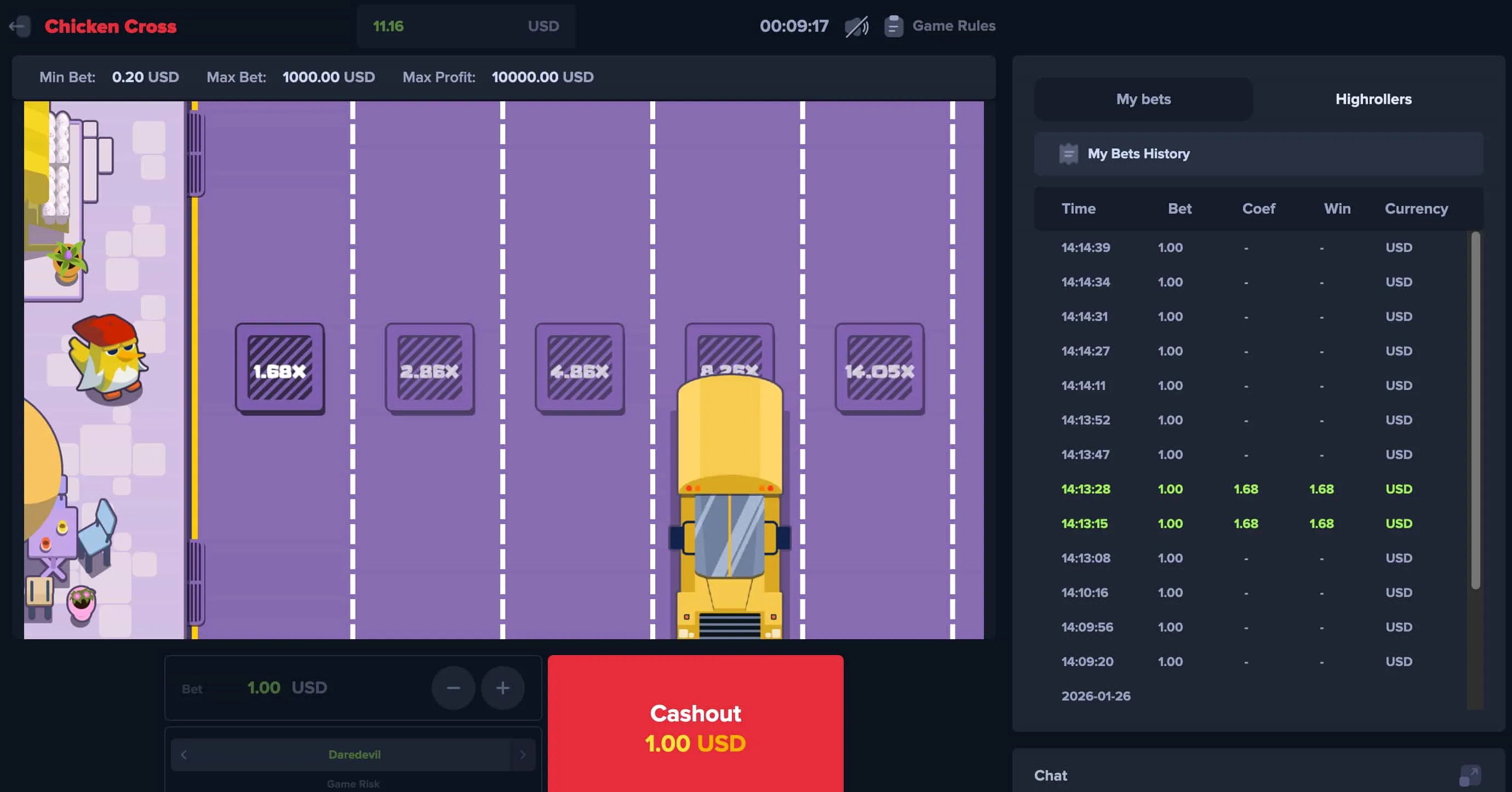 Chicken Cross um echtes Geld spielen Chicken Cross um echtes Geld spielen