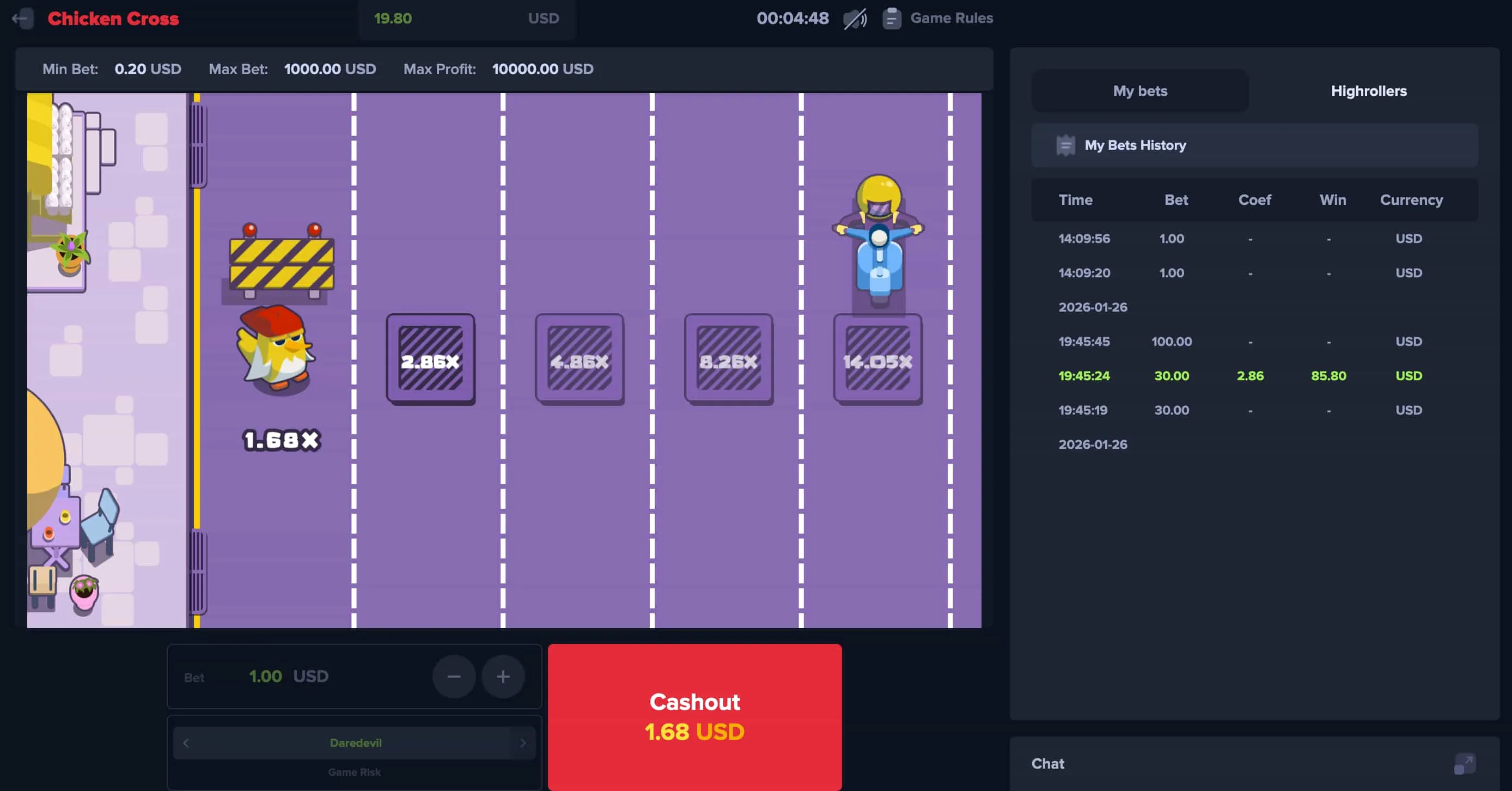 Chicken Cross gratis im Demomodus testen Chicken Cross gratis im Demomodus testen